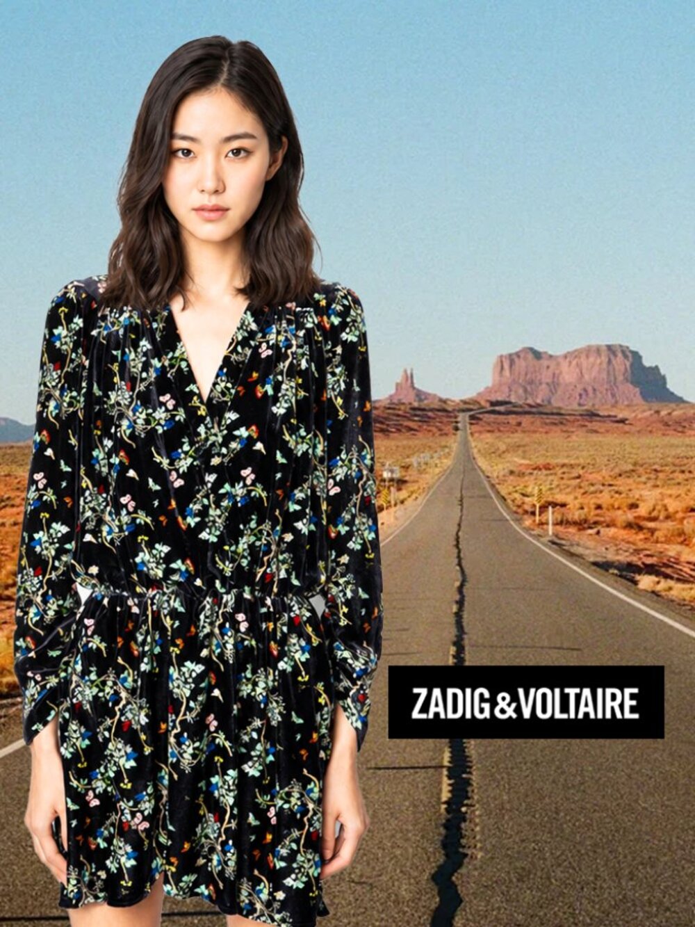 Reveal Velvet Blossom dress: noir